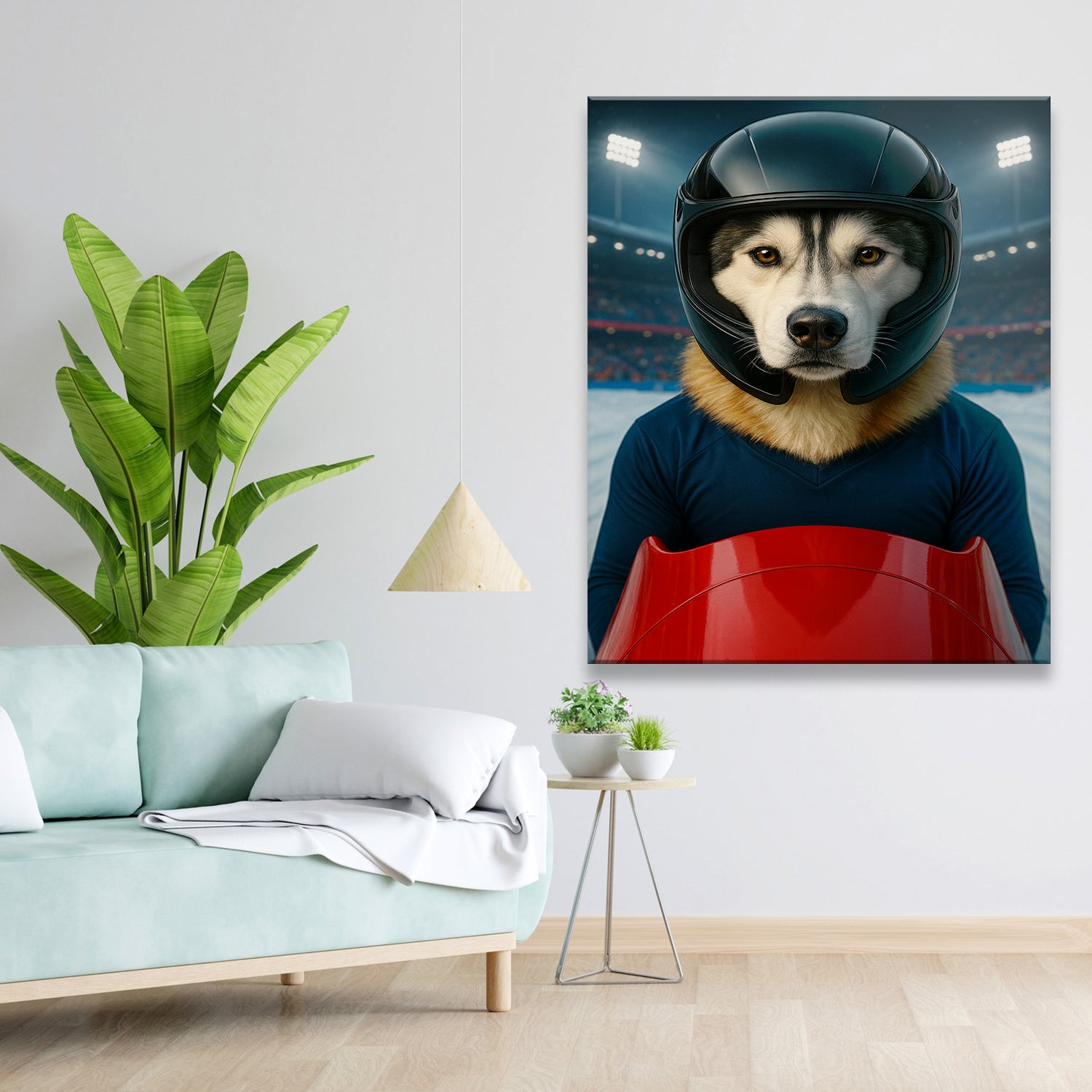 Custom Photo Bobsled Winter Race Dog Canvas Gift For Dog Lovers