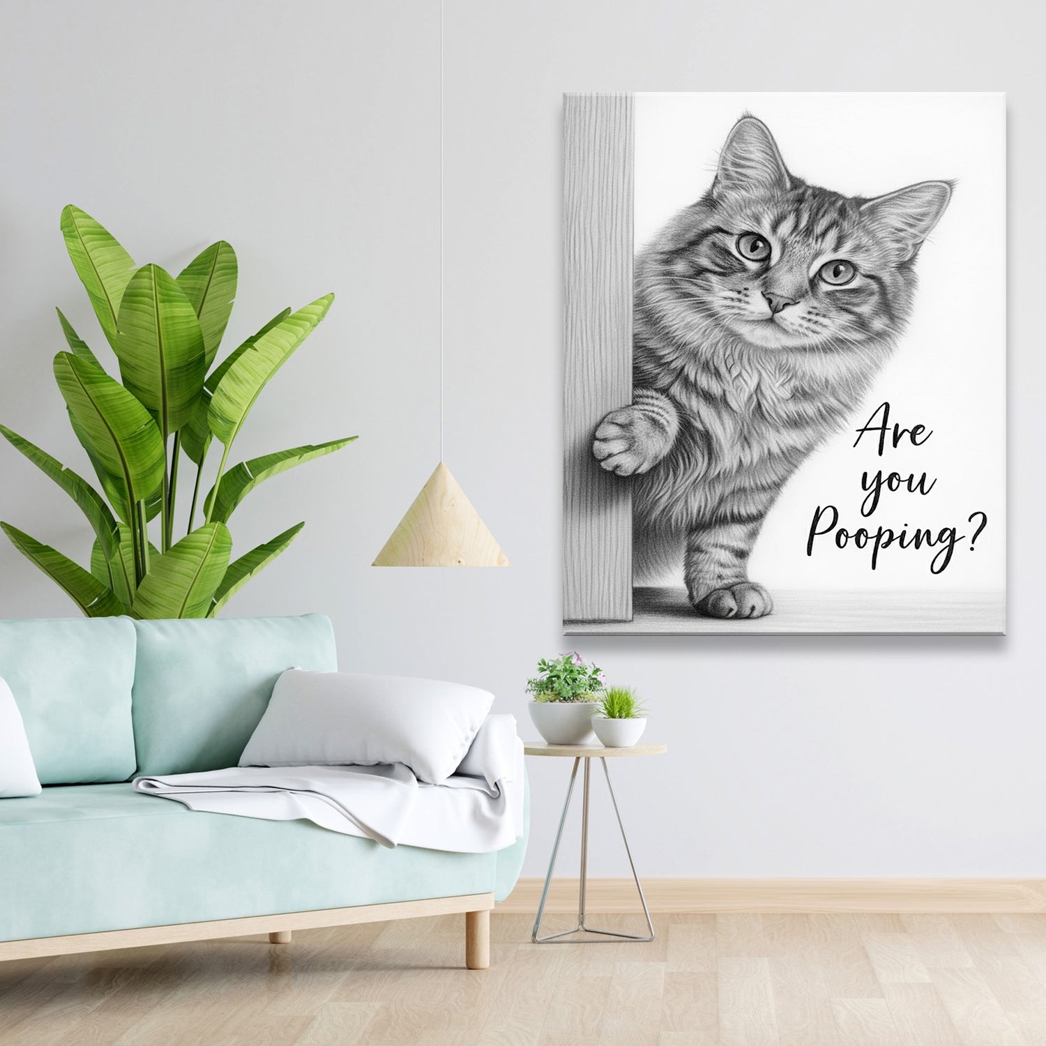 Custom Photo Cat Bathroom Canvas Gift For Cat Lover