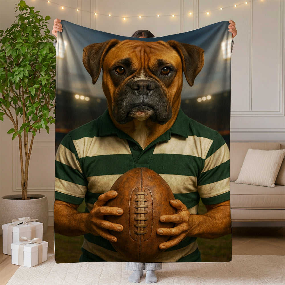Custom Photo Rugby Player Dog BlanketGift For Dog Lover