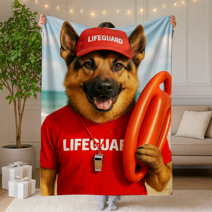 Custom Photo Lifeguard Dog BlanketGift For Dog Lovers