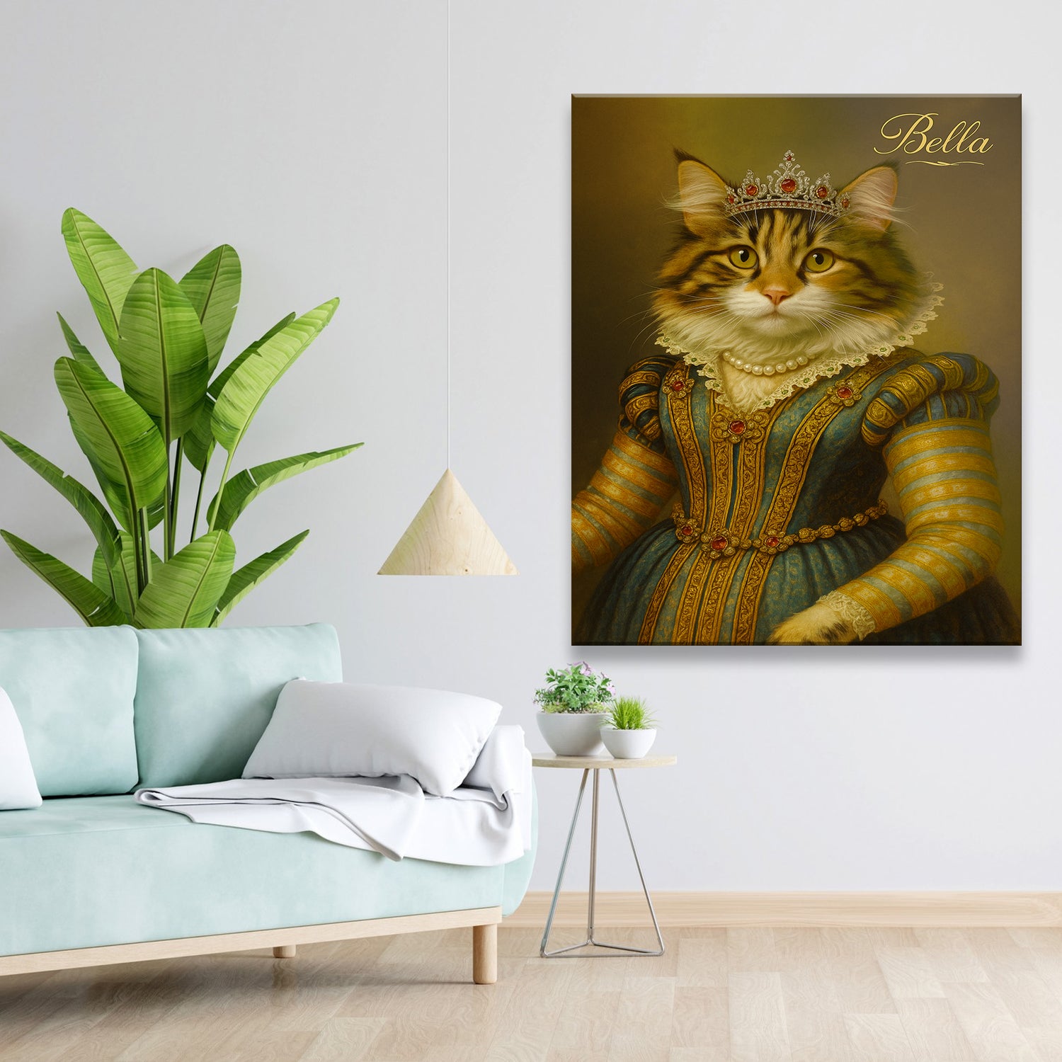 Custom Photo Sapphire Queen Cat Canvas Gift For Cat Lovers
