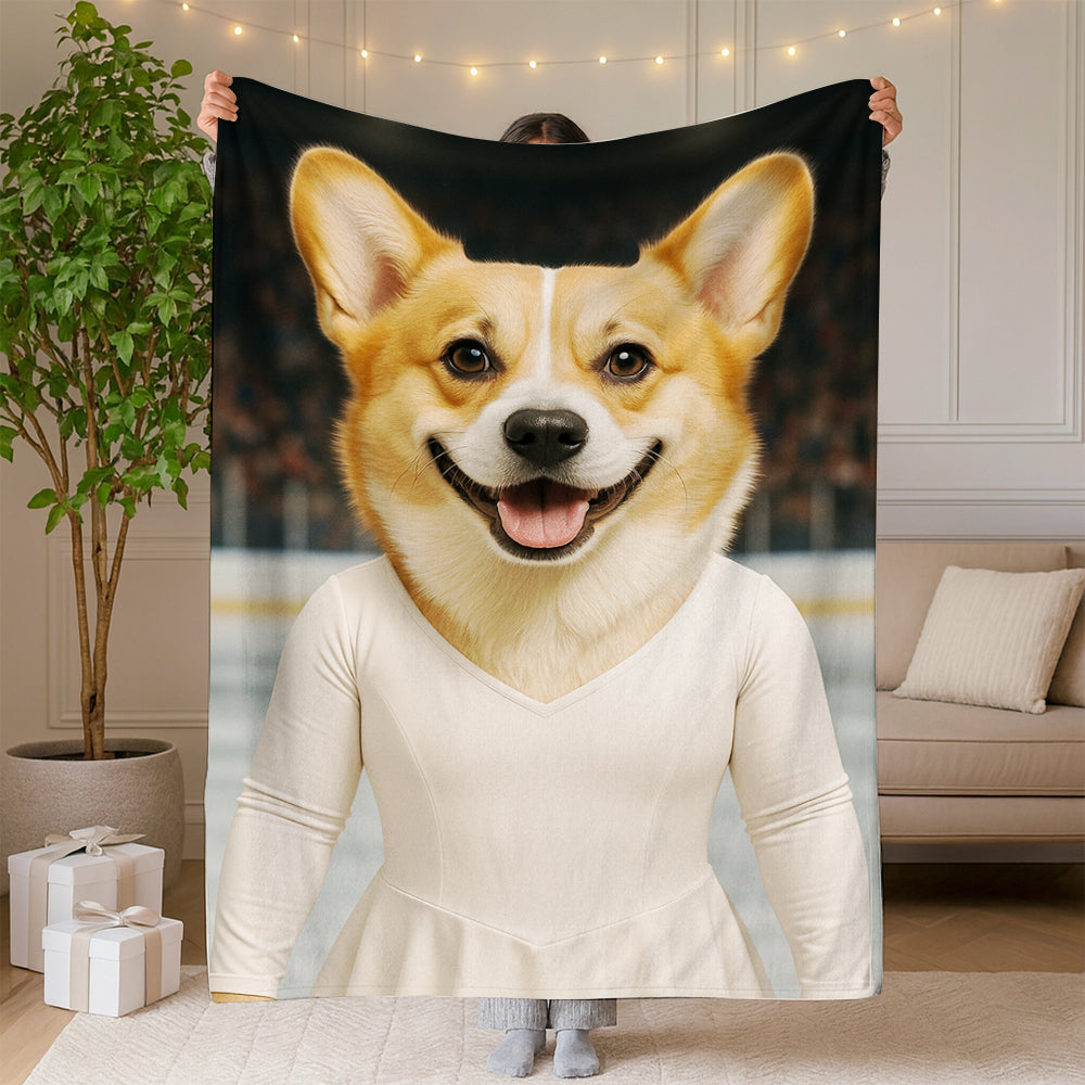 Custom Photo Ice Skater Dog BlanketGift For Dog Lovers