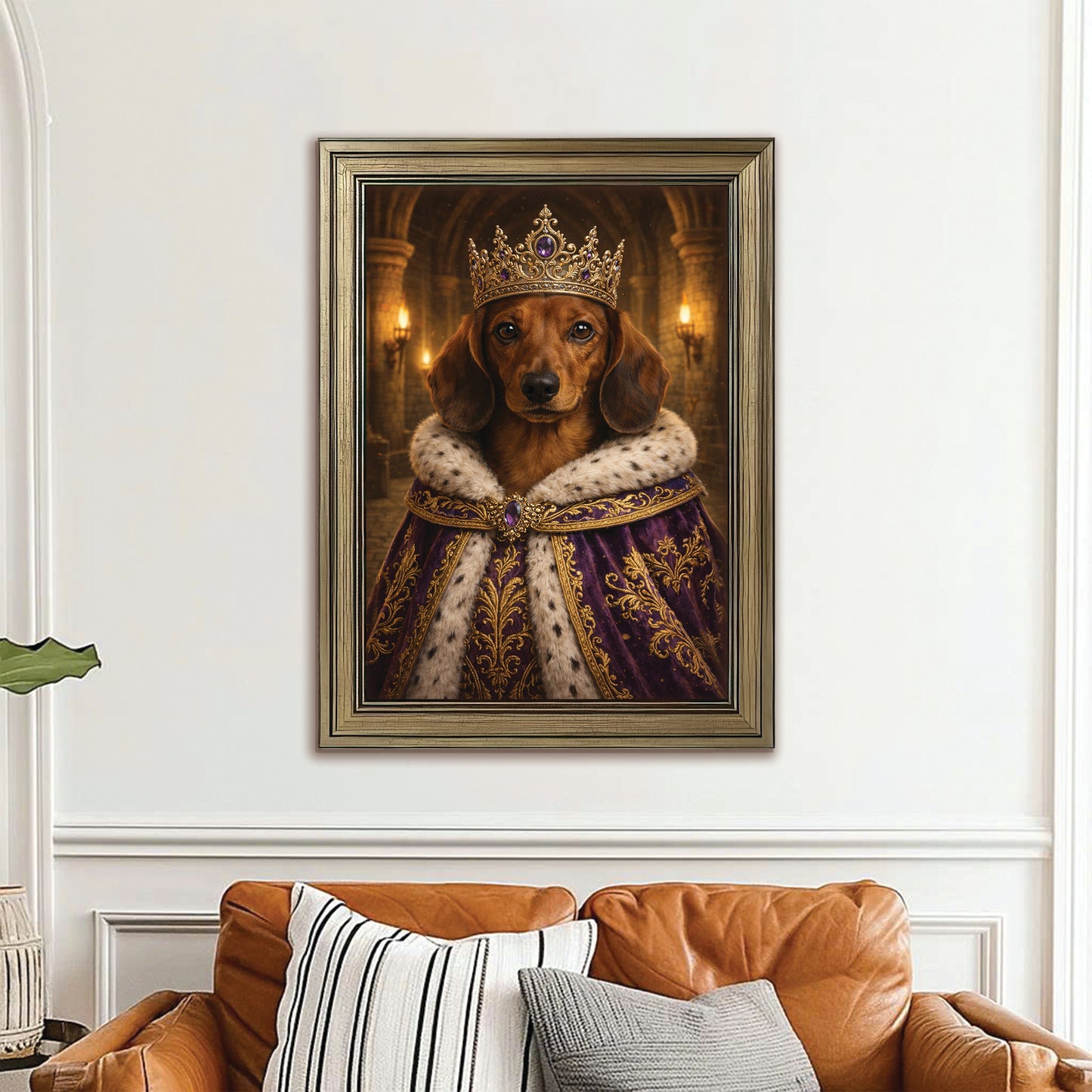 Custom Photo Queen King Dog Canvas Framed Wall Art Gift For Dog Lovers