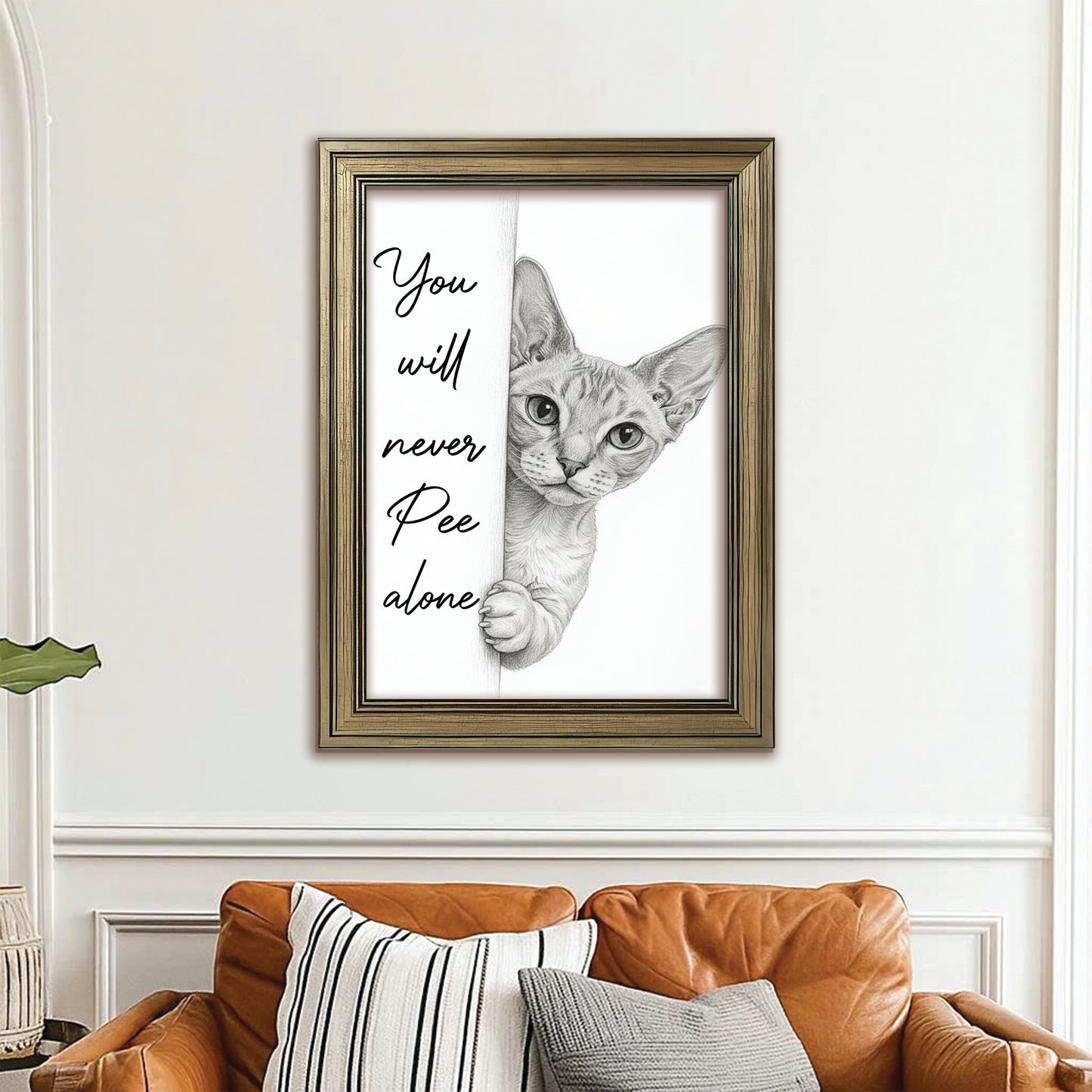 Custom Photo Cat Breed Bathroom Canvas Framed Wall Art Gift For Cat Lovers