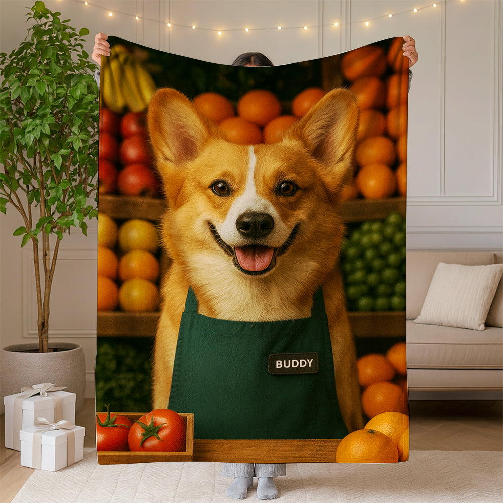 Custom Photo Grocer Store Dog BlanketGift For Dog Lovers