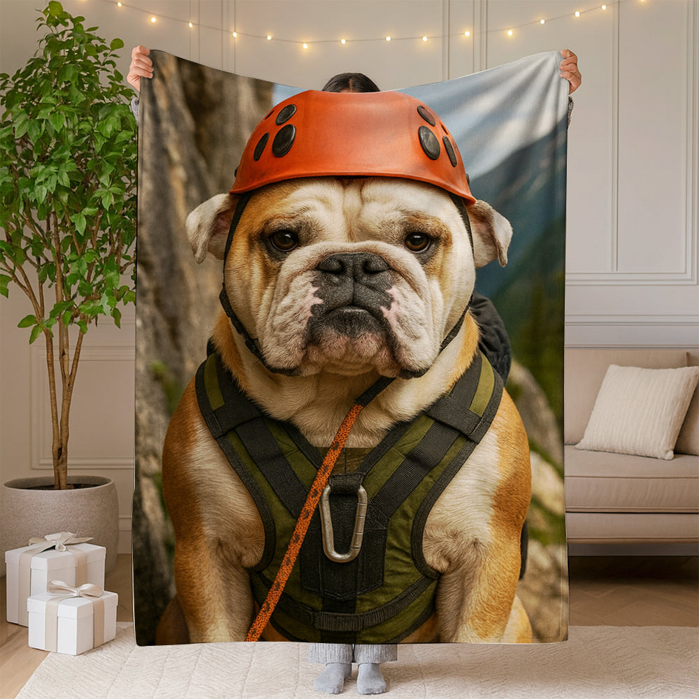 Custom Photo Rock Climber Dog BlanketGift For Dog Lover