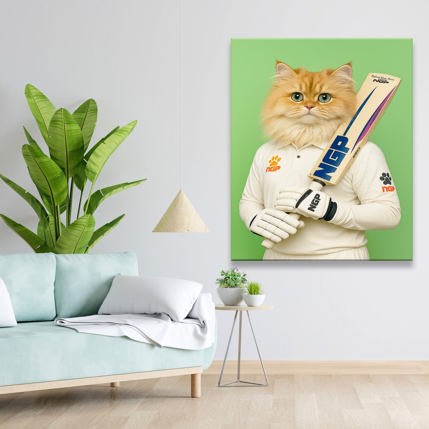 Custom Photo Cricketer Cat Canvas Gift For Cat Lovers