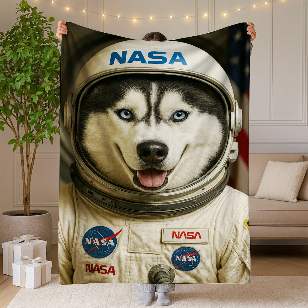 Custom Photo Astronaut Dog BlanketGift For Dog Lovers