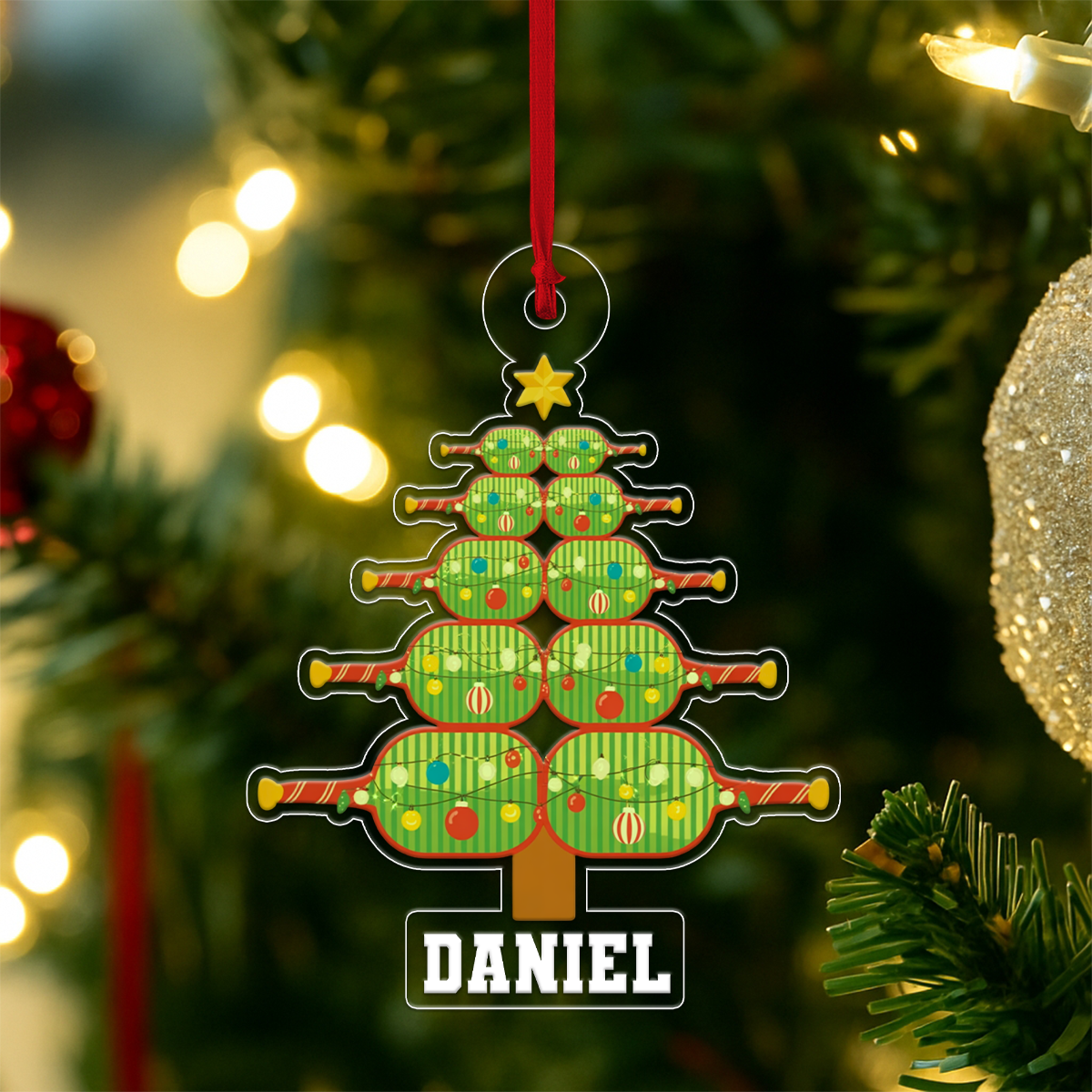 Custom Name Pickleball Xmas Tree Acrylic Ornament Christmas Gift
