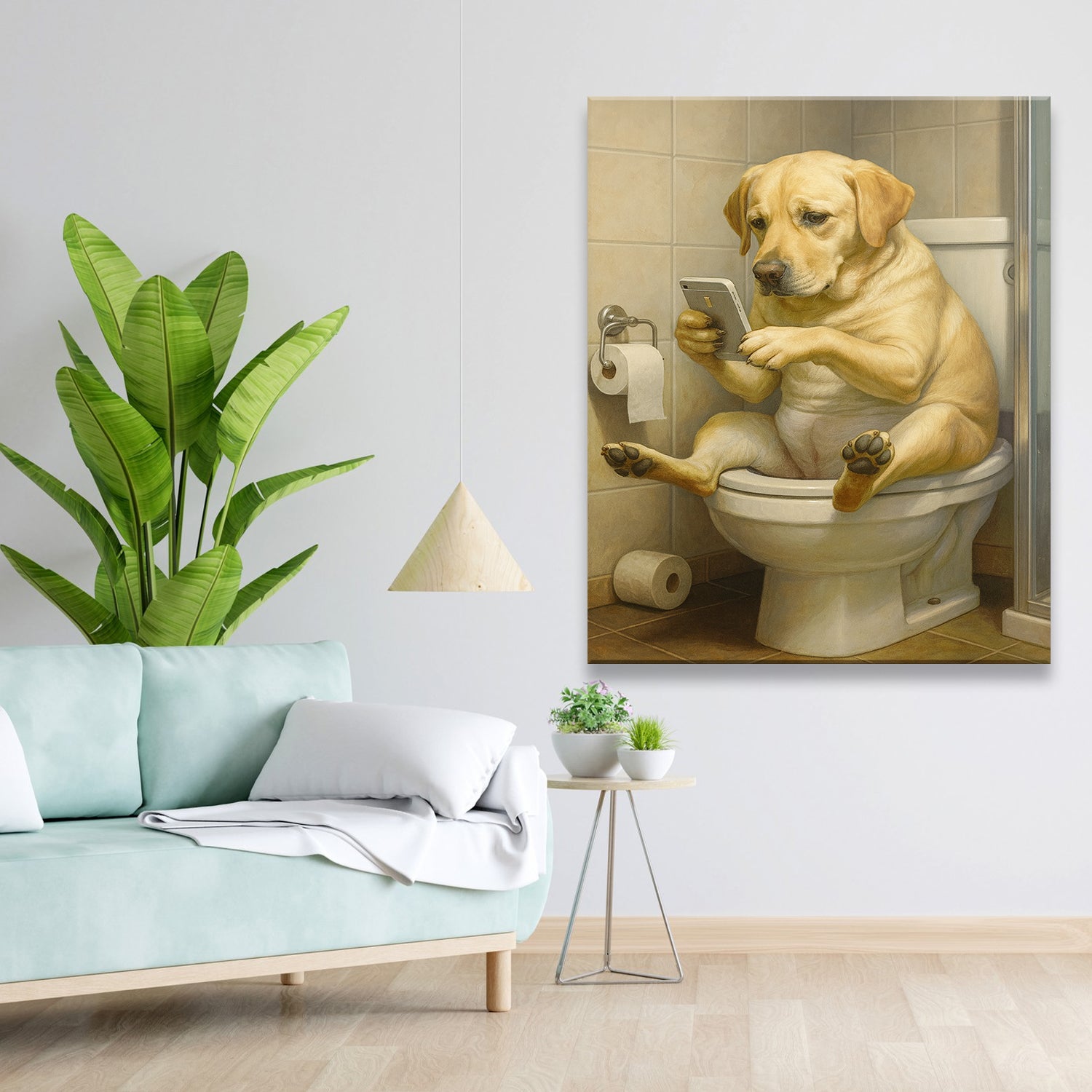 Custom Photo Dog Bathroom Style 3 Canvas Gift For Dog Lovers