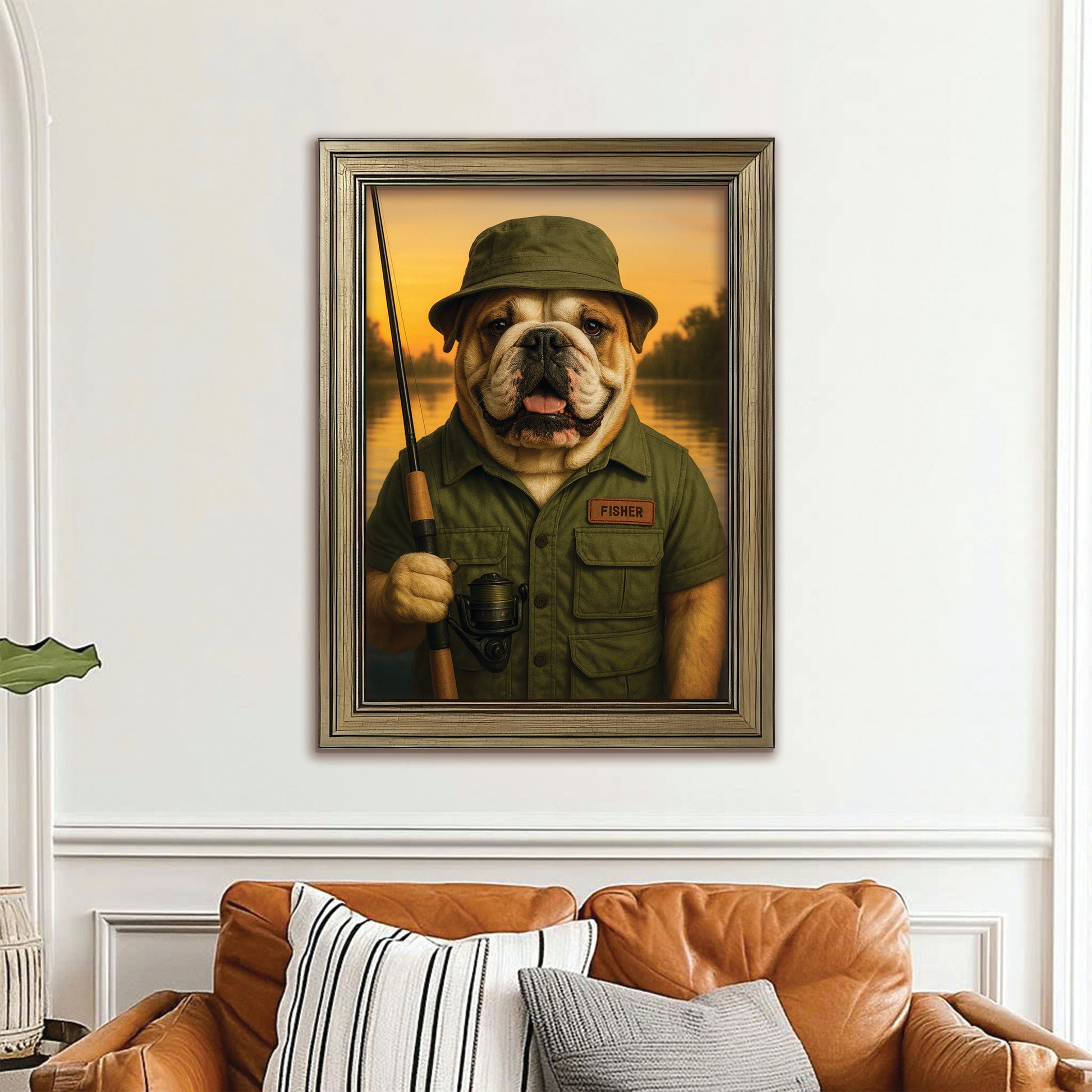 Custom Photo Fisher Dog Canvas Framed Wall Art Gift For Dog Lovers