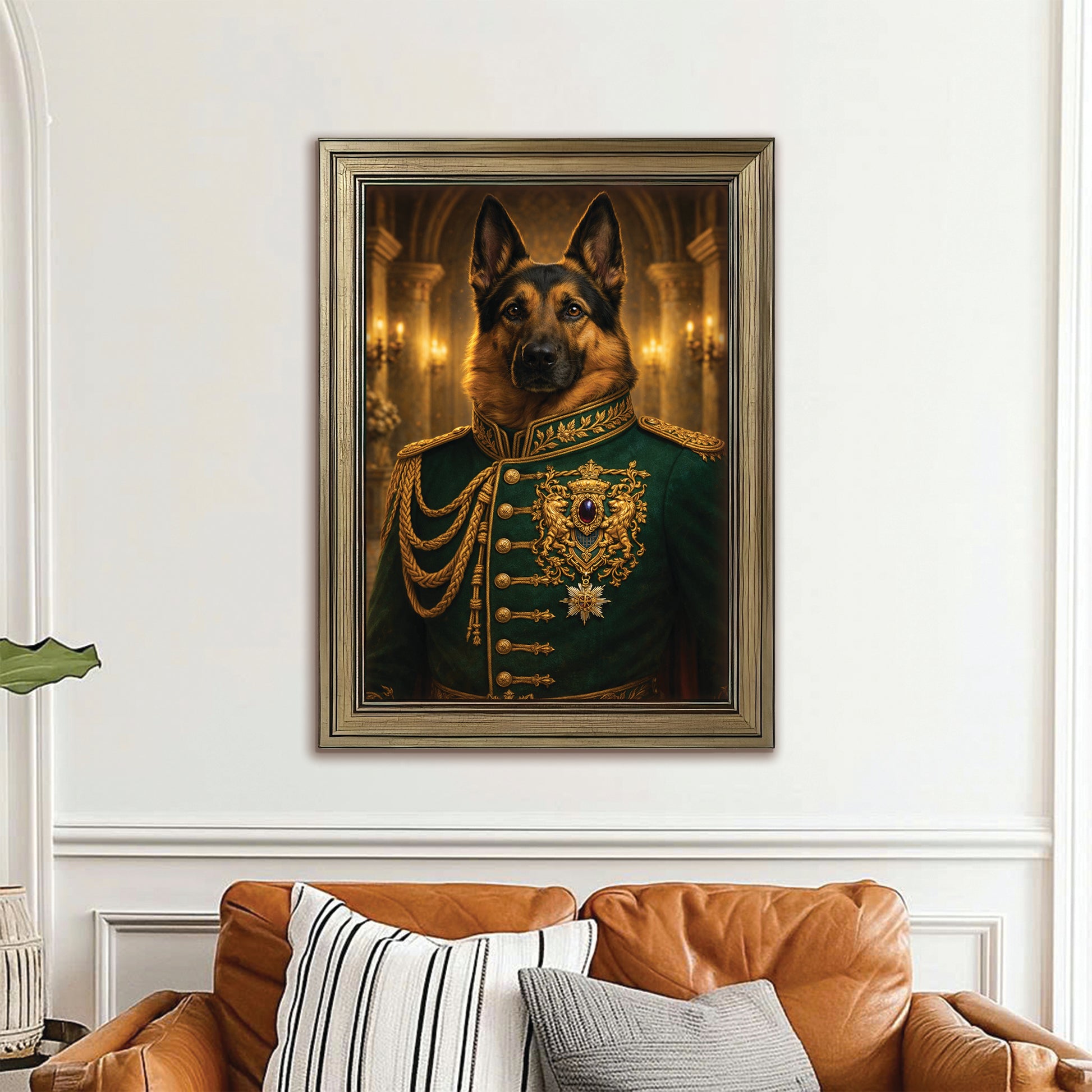 Custom Photo Dog Royal Style 11 Canvas Framed Wall Art Gift For Dog Lovers