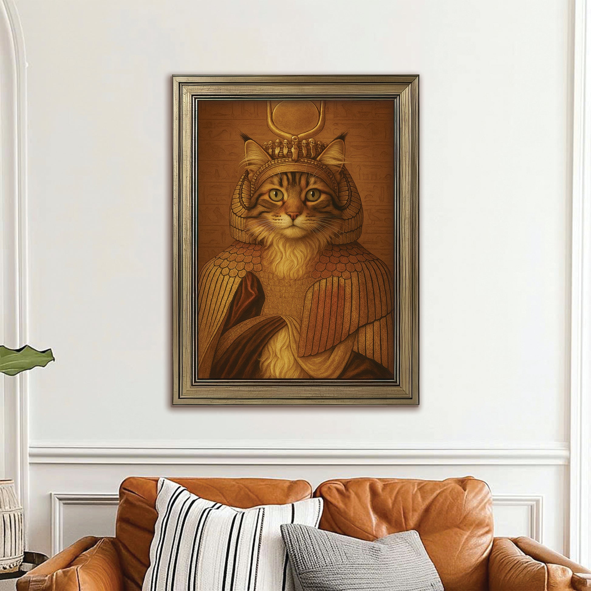 Custom Photo Cleopawtra Cat Canvas Framed Wall Art Gift For Cat Lovers