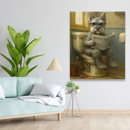 Custom Photo Dog In Bathroom Canvas Gift For Dog Lovers