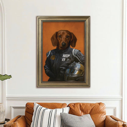 Custom Photo Dog Racer Canvas Framed Wall Art Gift For Dog Lovers