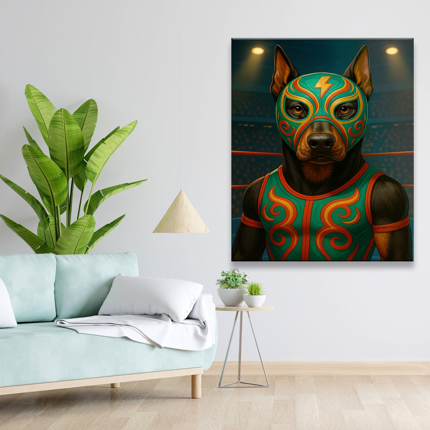 Custom Photo Lucha Libre Wrestler Mask Dog Canvas Gift For Dog Lovers