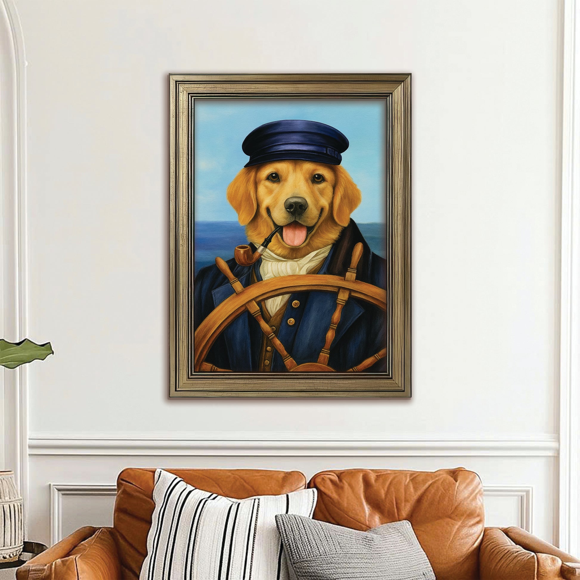 Custom Photo Sailor Dog Canvas Framed Wall Art Gift For Dog Lovers