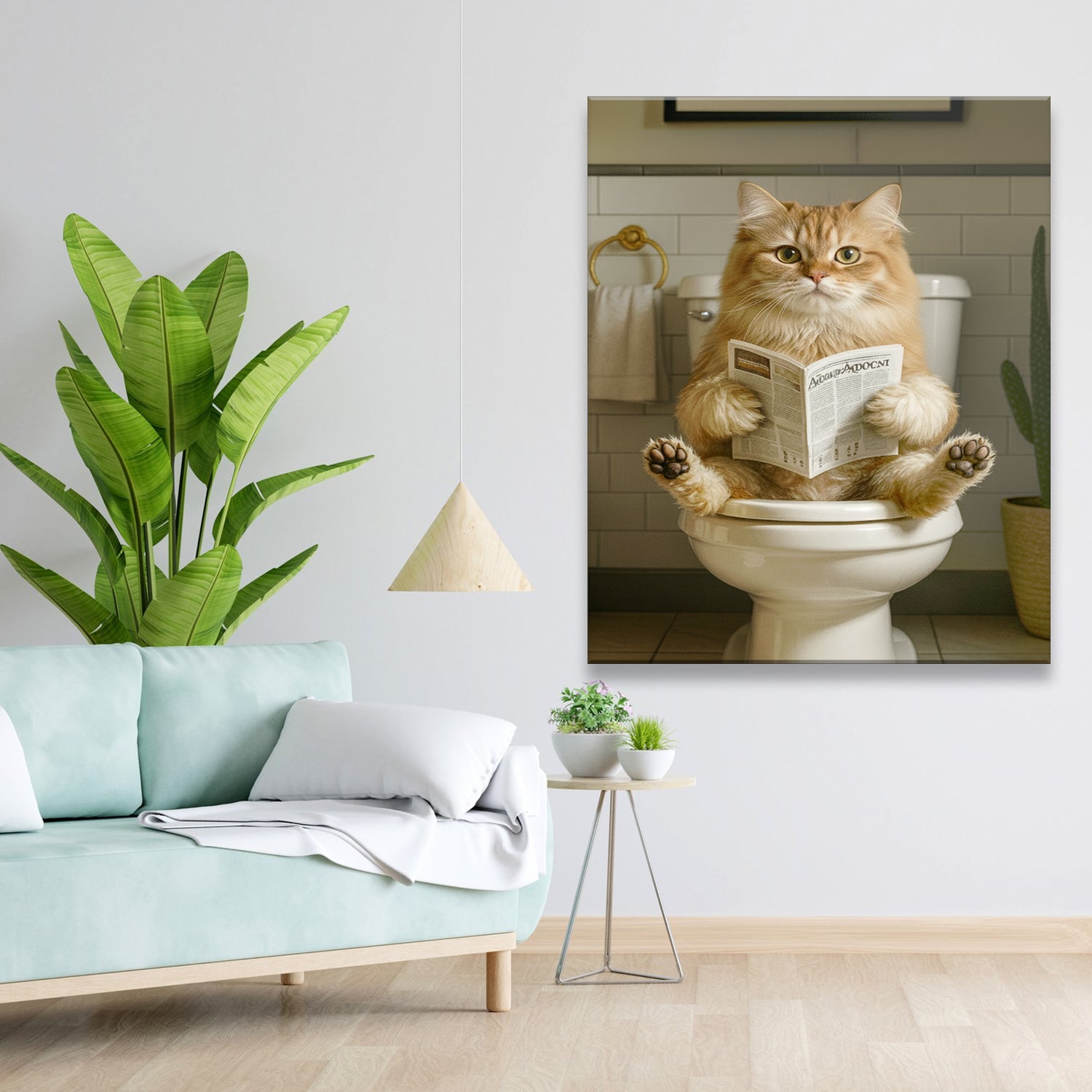 Custom Photo Cat Bathroom Style Canvas Gift For Cat Lovers