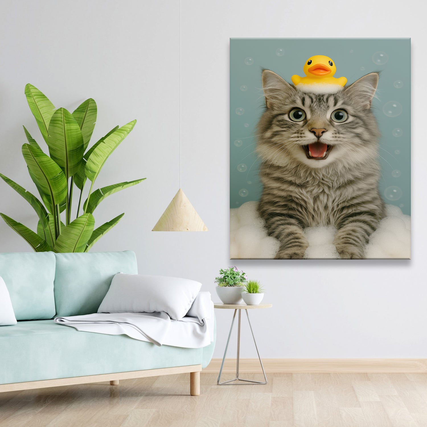 Custom Photo Cat In Bathtub With Duck Toy Canvas