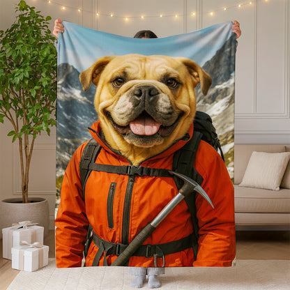 Custom Photo Mountaineer Climbing Dog BlanketGift For Dog Lovers