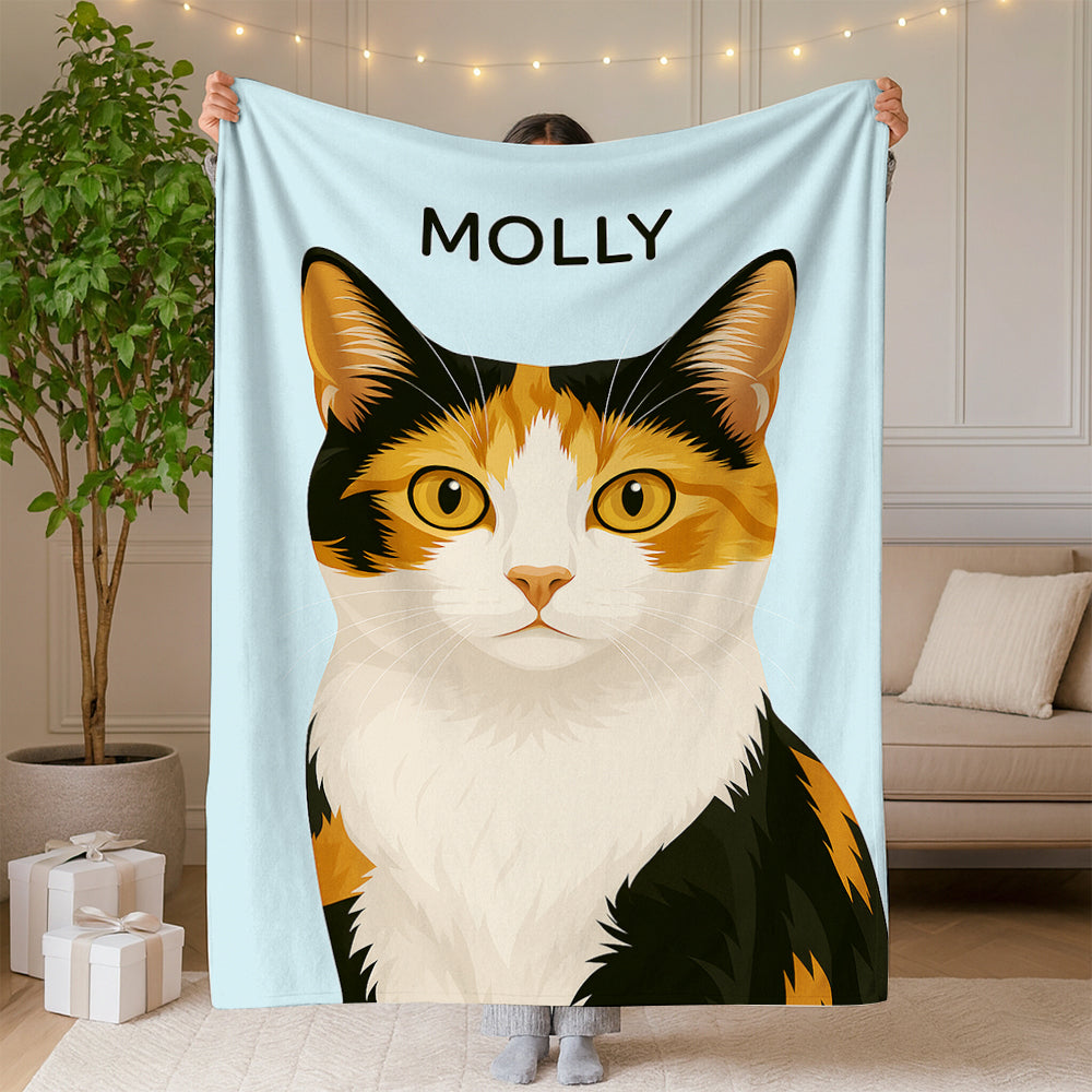 Custom Photo Minimalist Classic Cat Blanket Gift For Cat Lovers