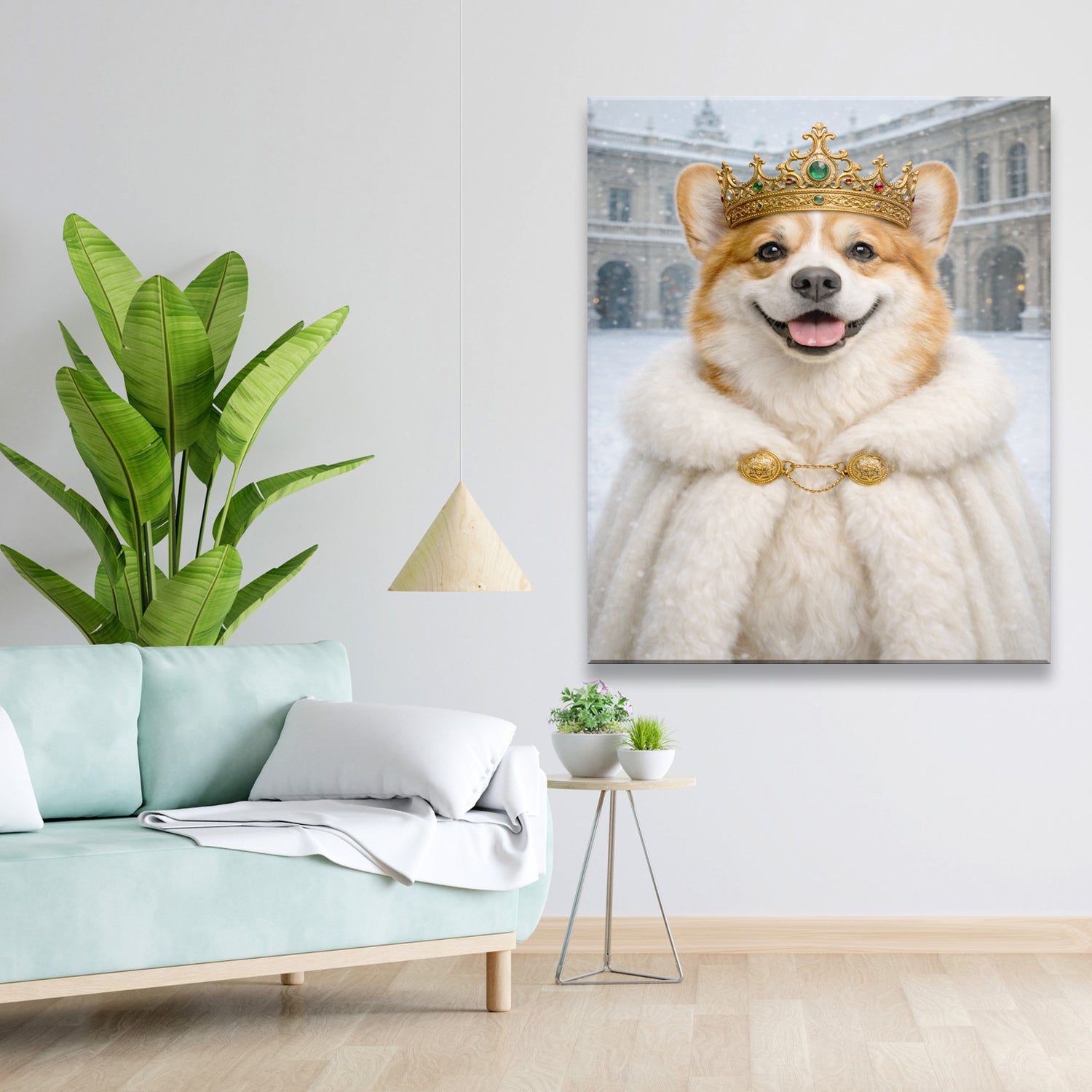 Custom Photo Royal Winter Queen Dog Canvas Gift For Dog Lovers
