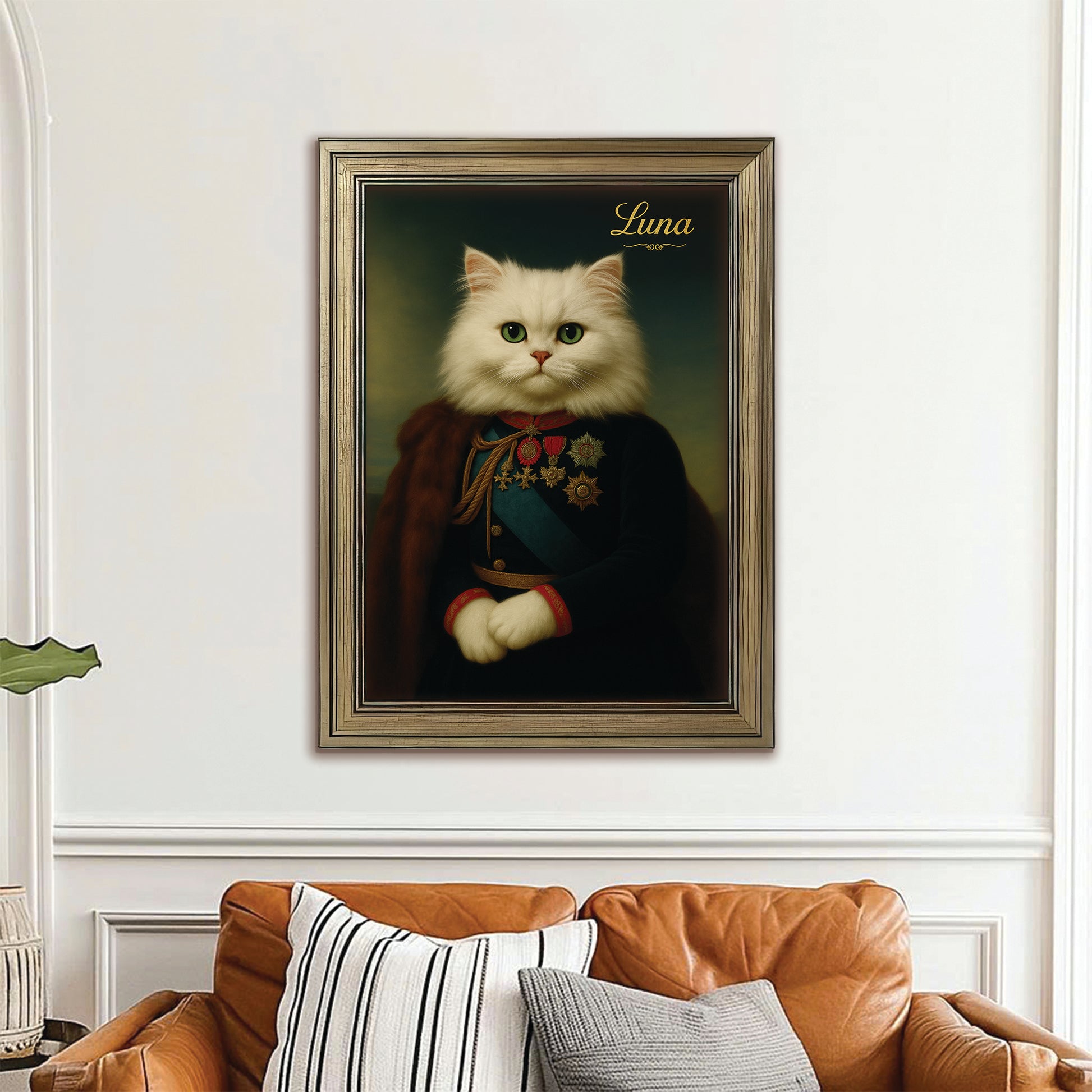 Custom Photo Imperial Minister Cat Canvas Framed Wall Art Gift For Cat Lovers