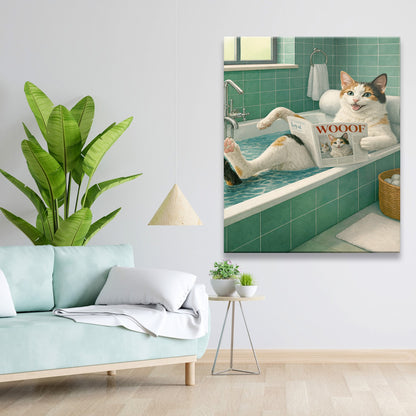 Custom Photo Cat Bathroom Style 22 Canvas Gift For Cat Lovers