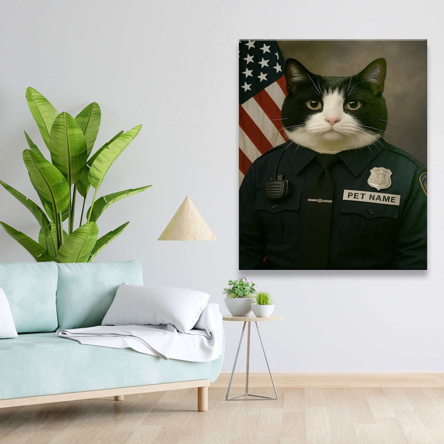 Custom Cat Photo Policeman Canvas _ Gift For Cat Lovers
