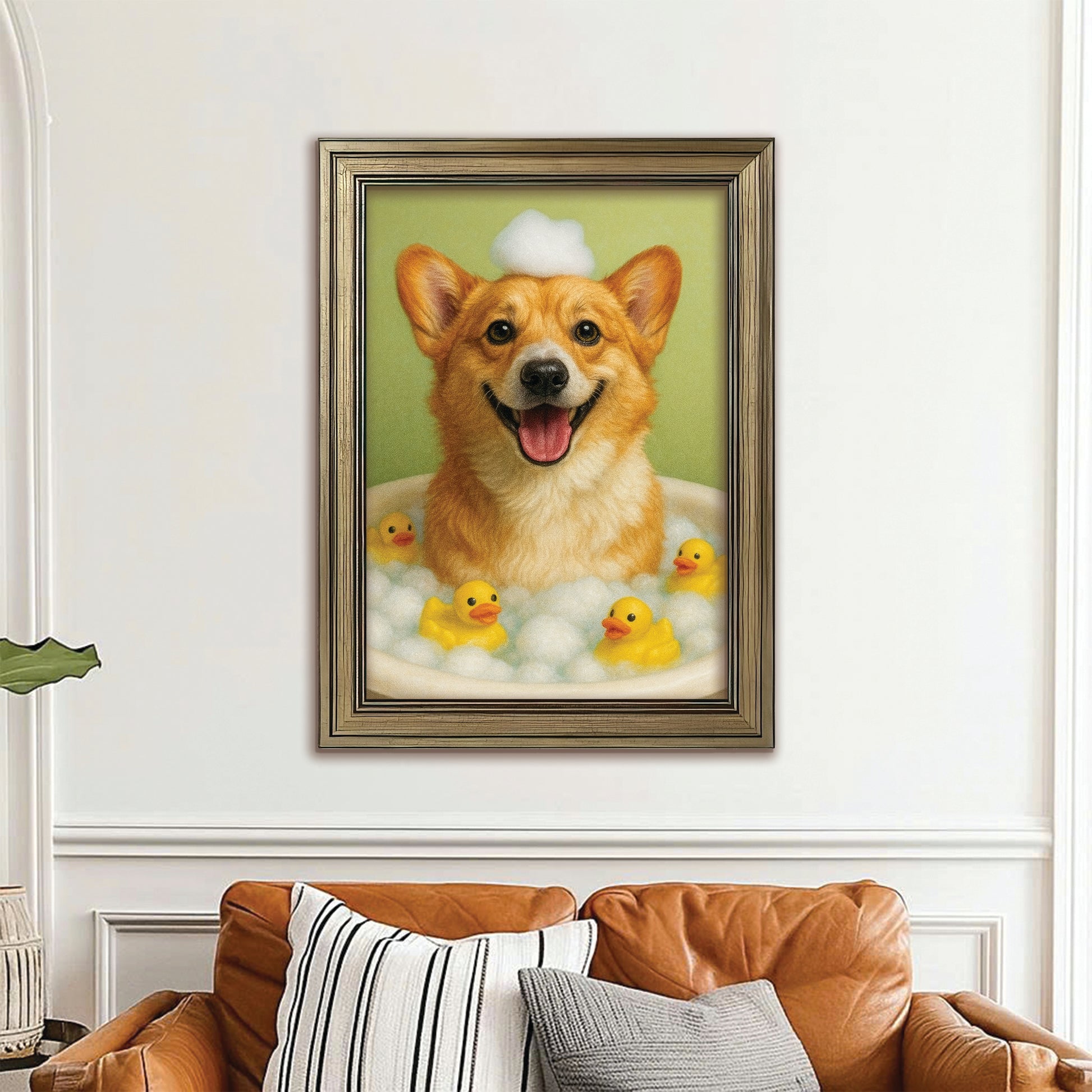 Custom Photo Dog Bathroom Style 25 Canvas Framed Wall Art Gift For Dog Lovers