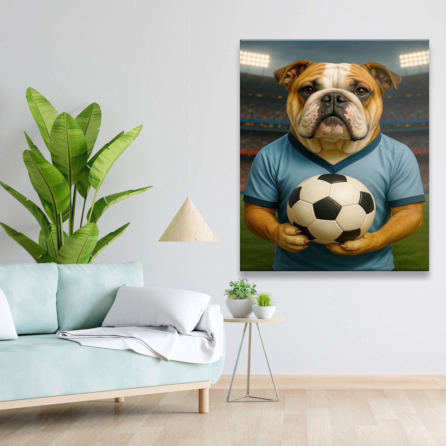 Custom Photo Soccer Dog Canvas Gift For Dog Lovers