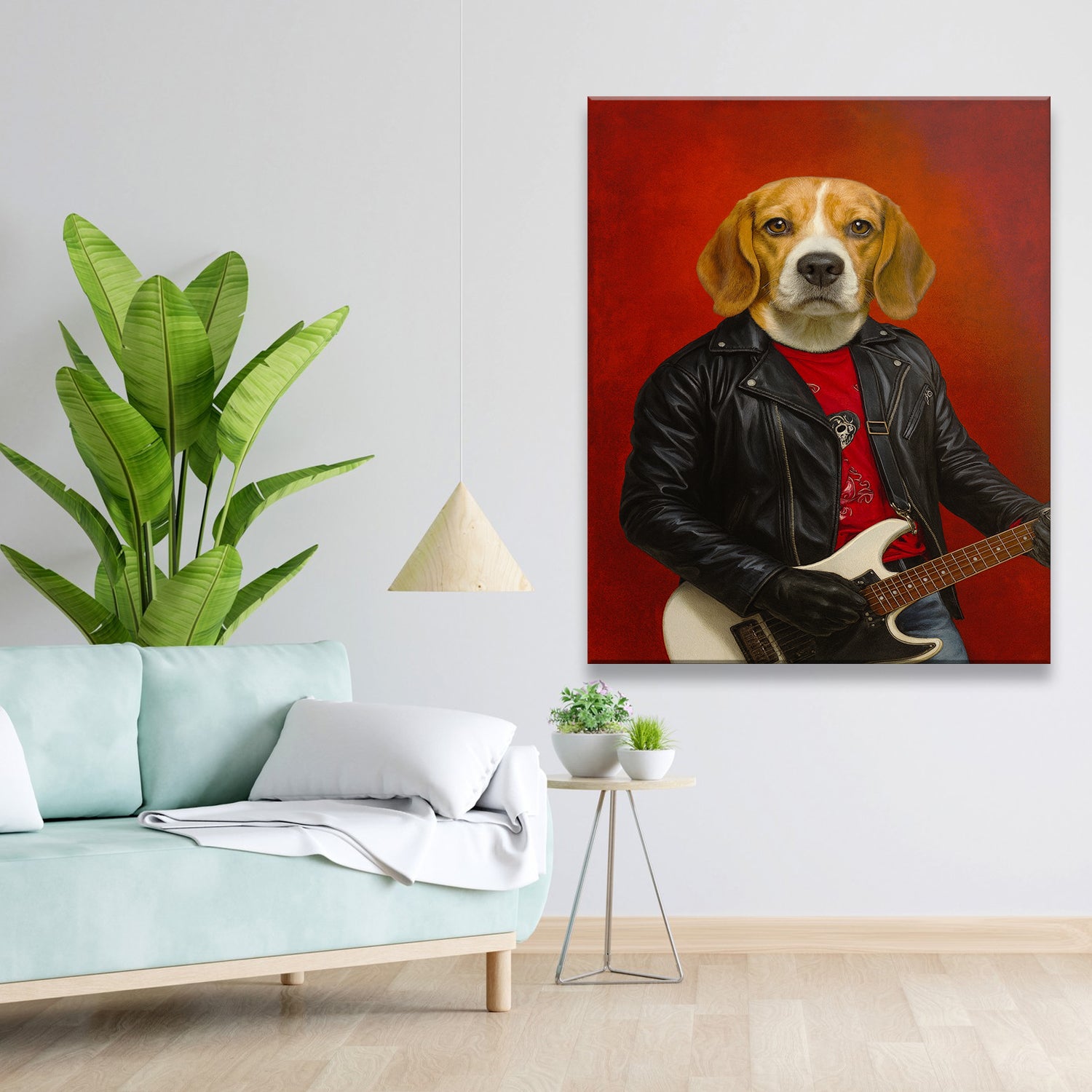 Custom Photo Guitarist Dog Canvas Gift For Dog