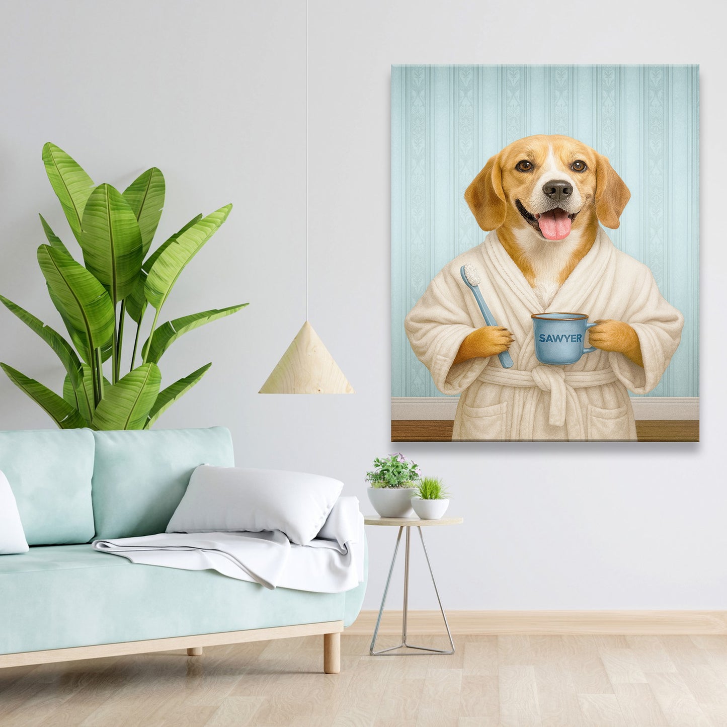 Custom Photo Dog Bathroom Canvas Dog Gifts Lovers