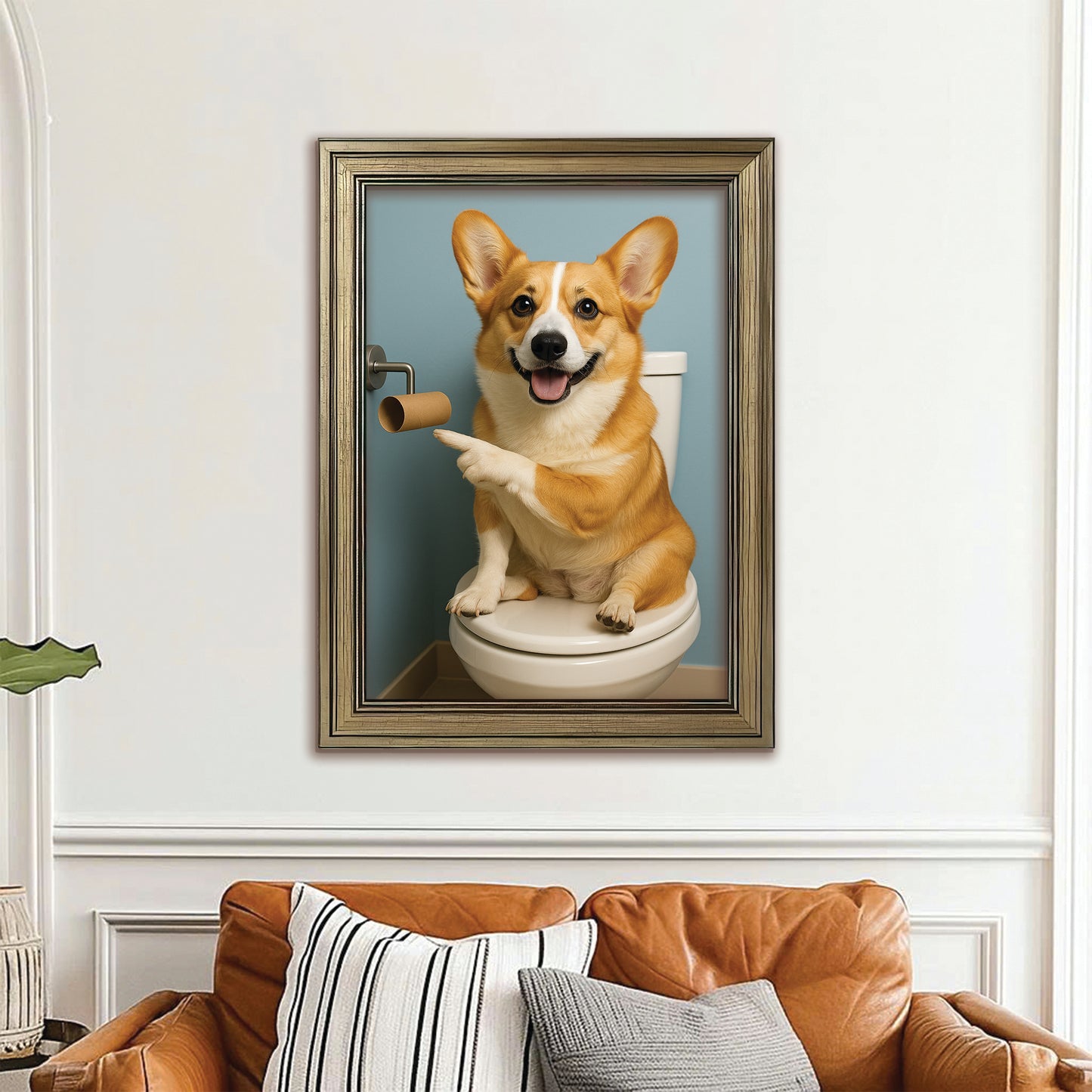 Custom Photo Dog Bathroom Style 33 Canvas Framed Wall Art Gift For Dog Lovers
