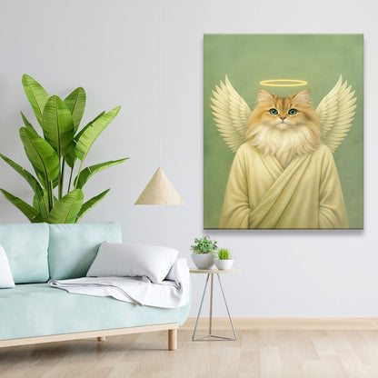 Custom Photo Angel Cat  Canvas Memorial Gift For Cat Lover