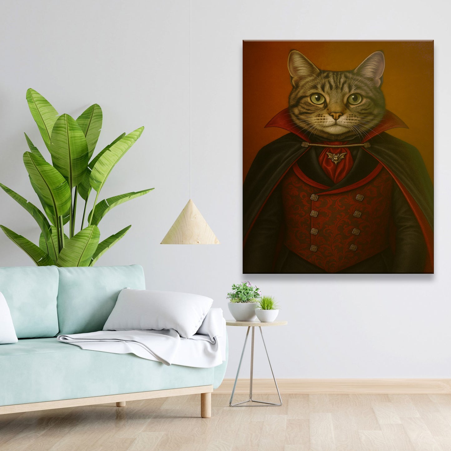 Custom Photo Vampire Cat Canvas Gift For Cat Lovers
