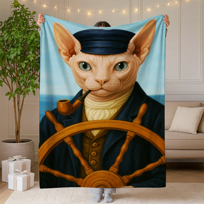 Custom Photo Sailor Cat Blanket Gift For Cat Lovers