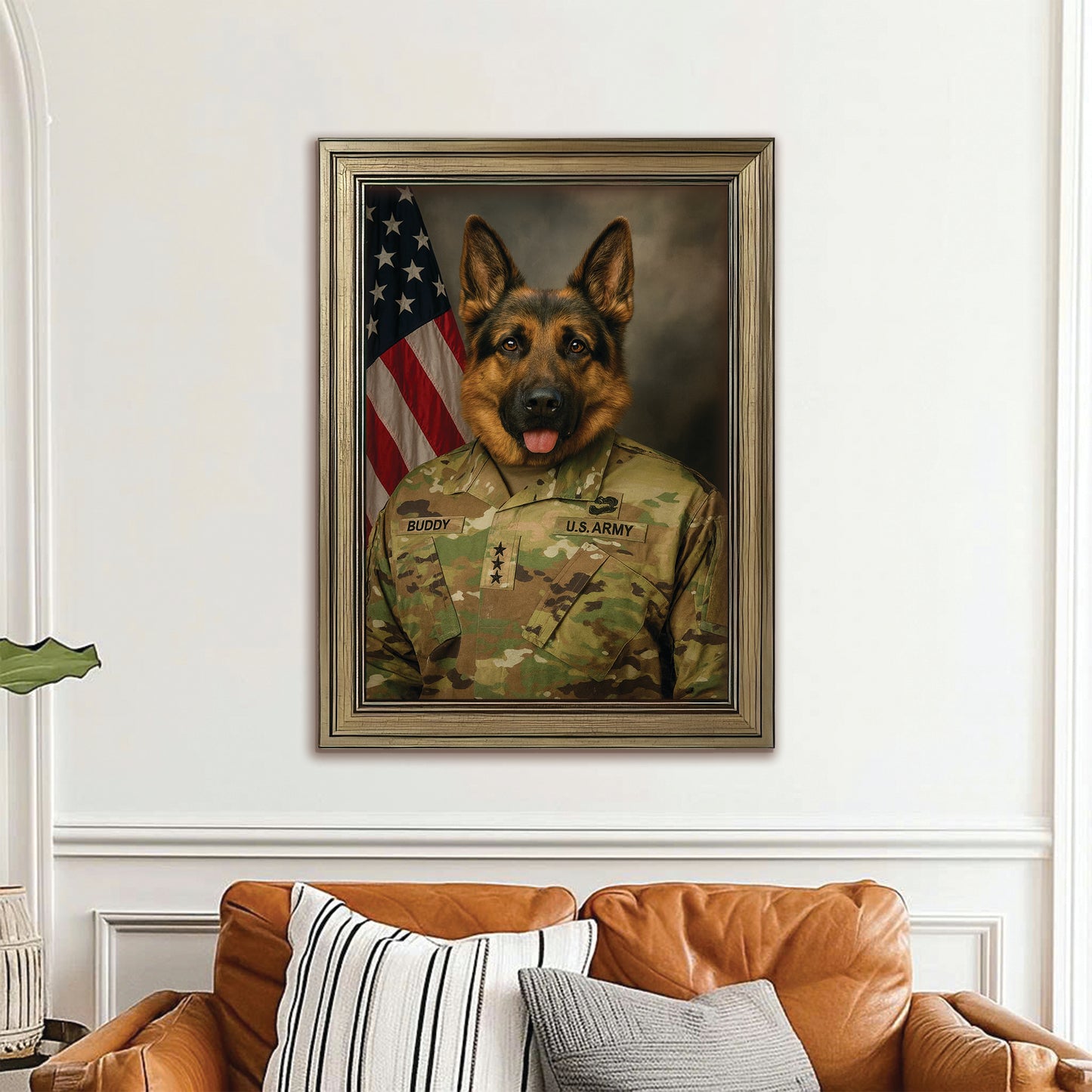 Custom Dog Photo Us Army Canvas Framed Wall Art Framed Wall Art _ Gift For Dog Lovers
