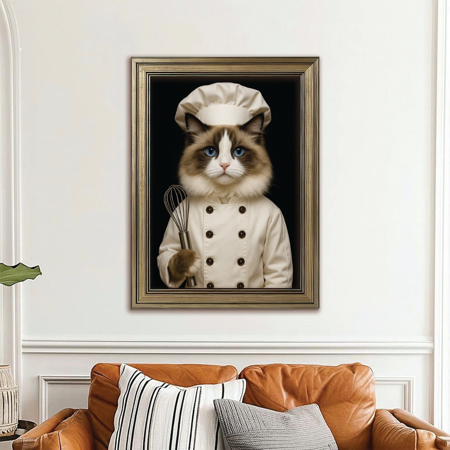 Custom Photo Cat Chef Canvas Framed Wall Art _ Gift For Cat Lovers