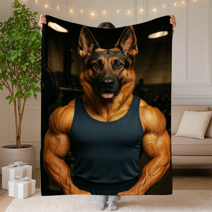 Custom Photo Body Builder Dog BlanketGift For Dog Lovers
