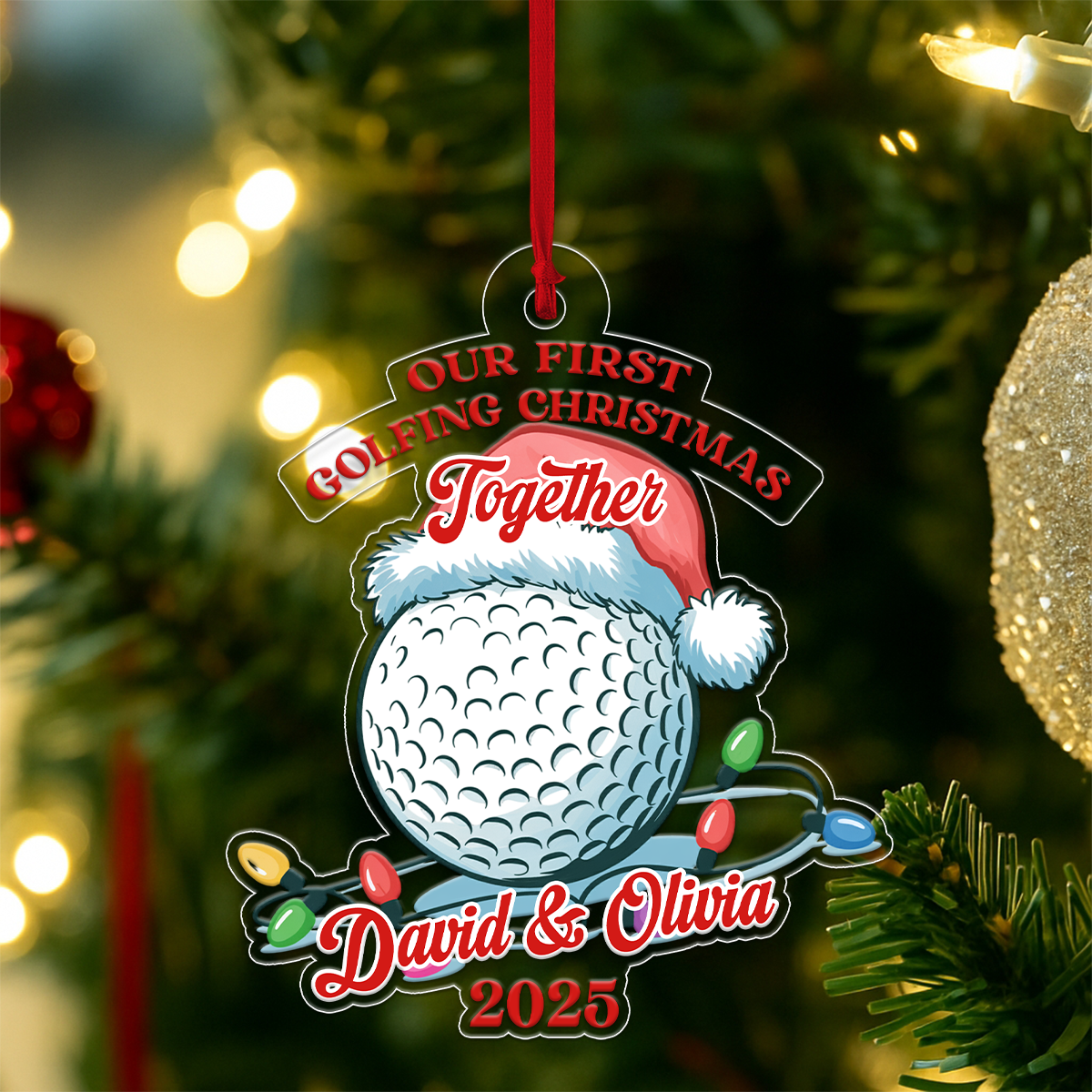 Custom Name Golf Couple Acrylic Ornament Christmas Gift