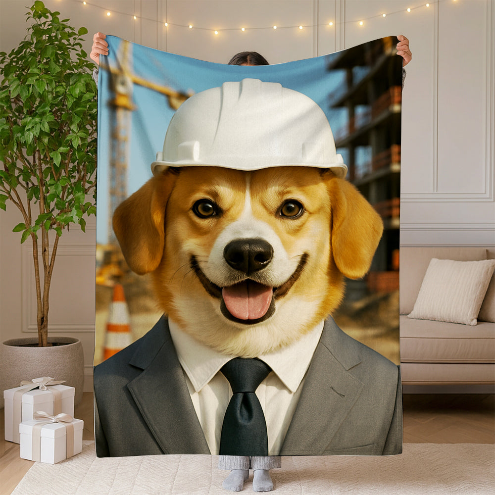 Custom Photo Engineer Construction Dog BlanketGift For Dog Lovers