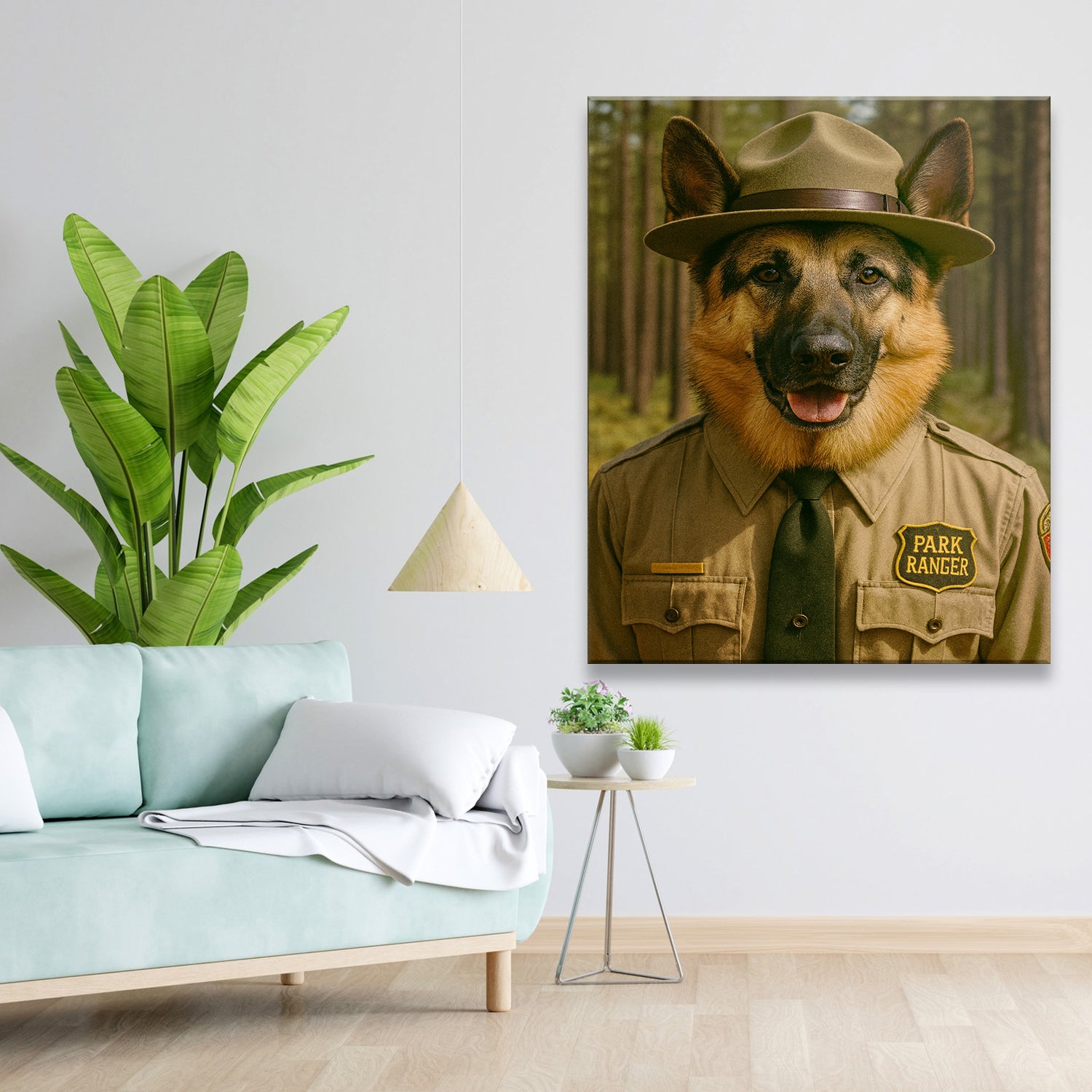 Custom Photo Park Ranger Dog Canvas