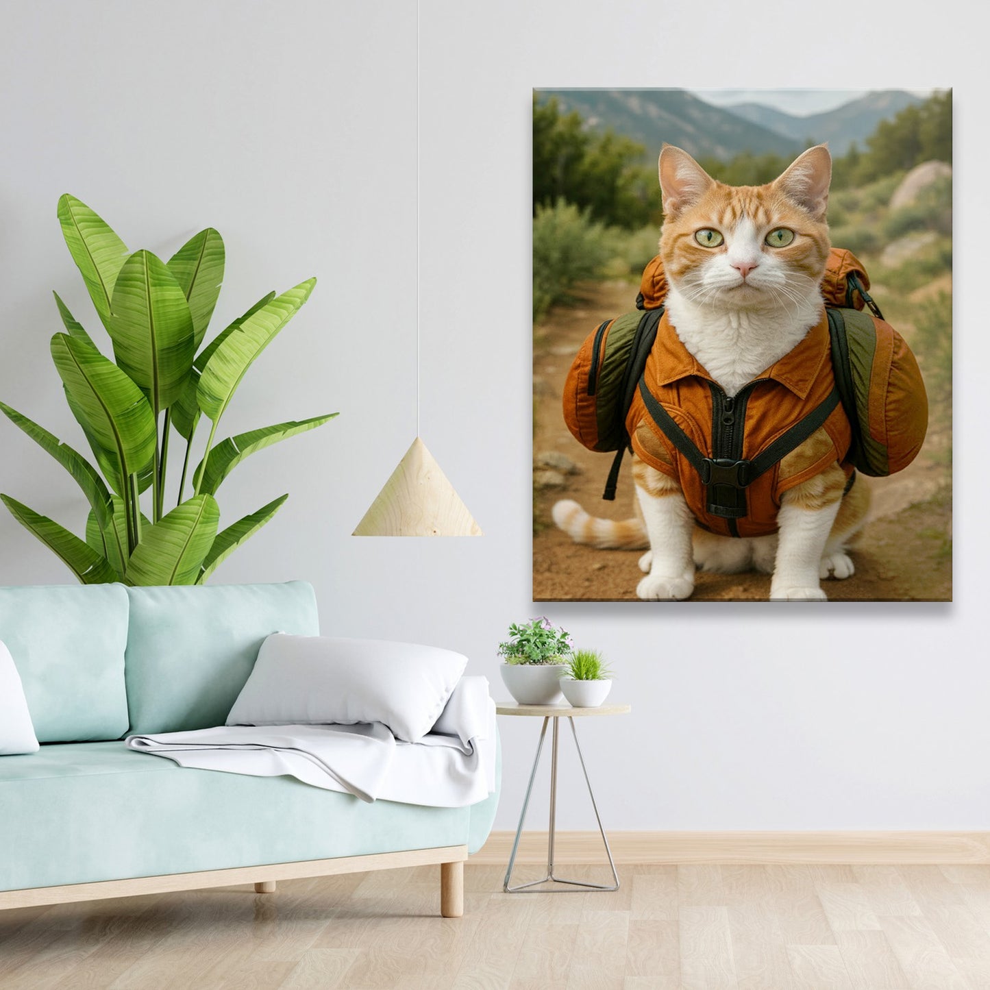 Custom Photo Backpacking Hiking Cat Canvas Gift For Cat Lovers