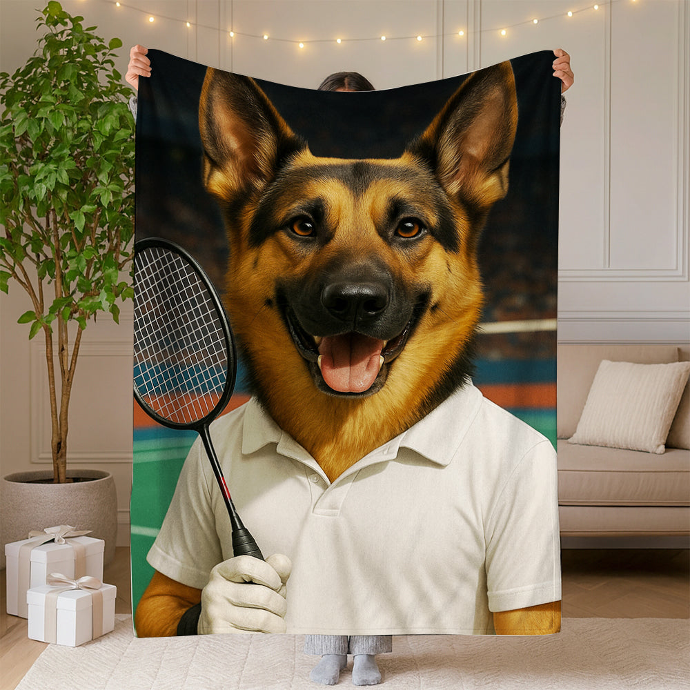 Custom Photo Badminton Dog BlanketGift For Dog Lovers