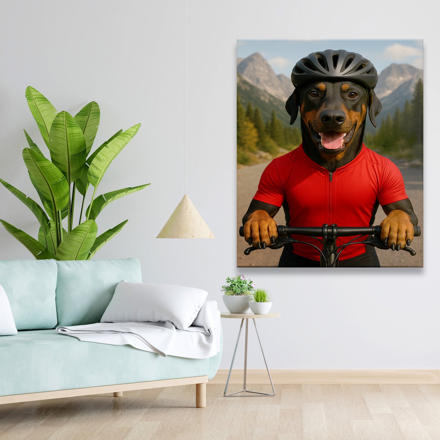 Custom Photo Cyclist Dart Bike Dog Canvas Gift For Dog Lovers