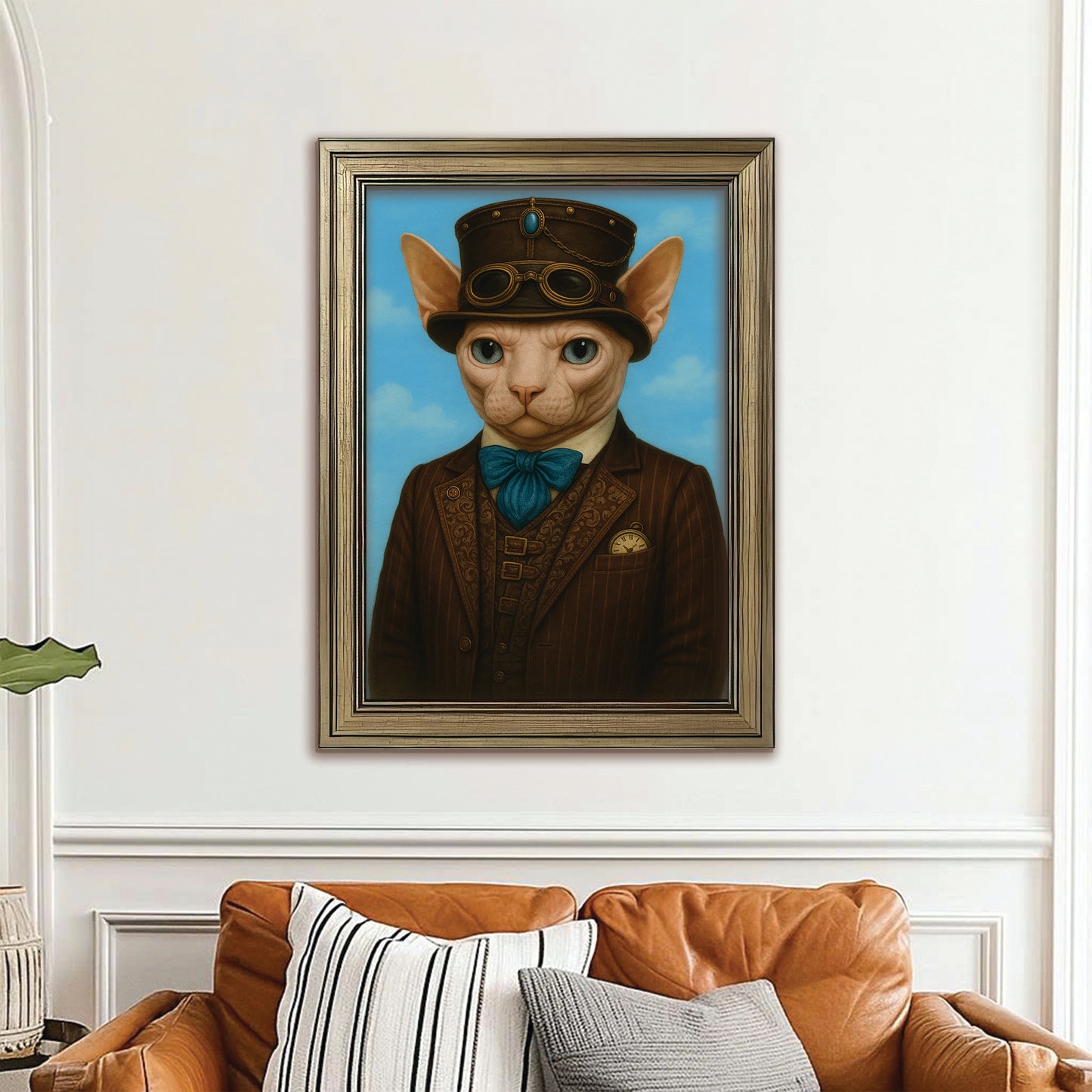 Custom Photo Pilot Cat Canvas Framed Wall Art Gift For Cat Lovers