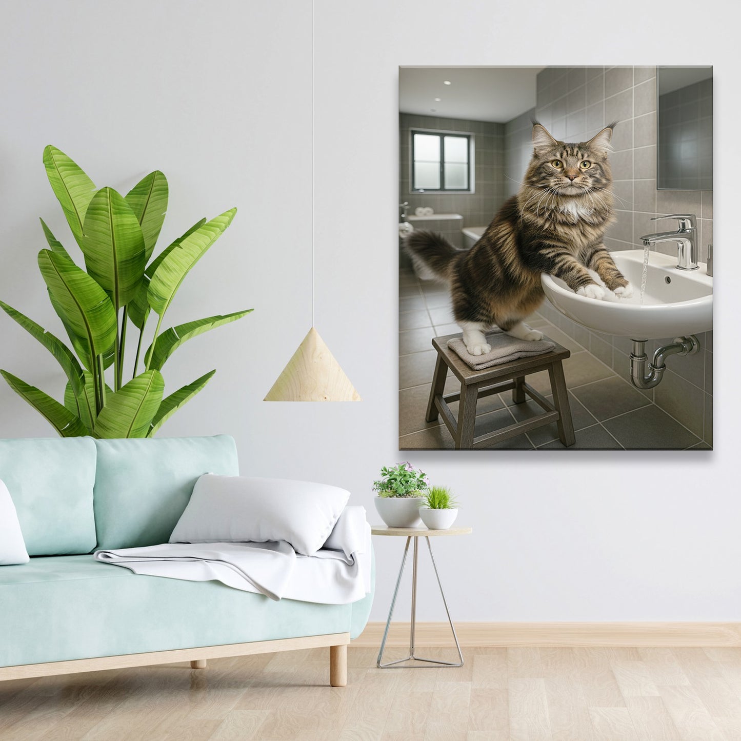 Custom Photo Cat In Bathroom Style 1 Canvas Gift For Cat Lovers