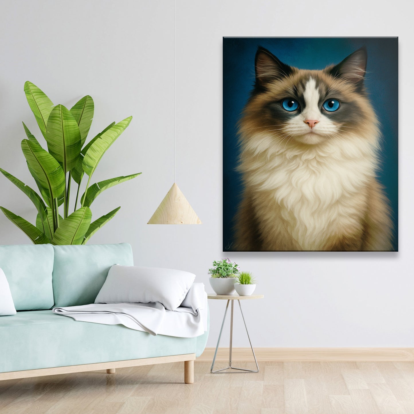 Custom Cat Deep Blue Canvas