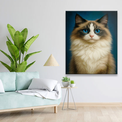 Custom Cat Deep Blue Canvas